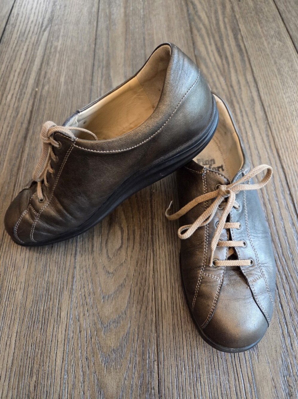 Finn Comfort Metallic Leather Lace-Up Shoes UK 6 + Good Feet Inserts